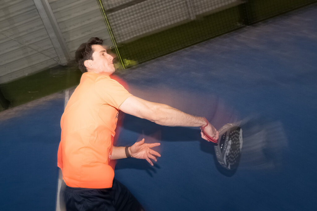 Padel Player in Action During Gear Promotion for Jooma Brand